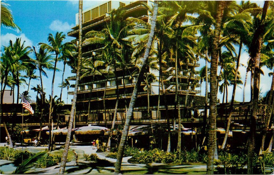 Chrome Postcard HI E109 Hawaiian Village Hotel Waikiki Tropical Garden 1... - $3.12