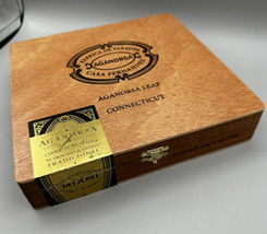 Cigar Box Empty  Aganorsa Leaf CT Churchill Maple Stained Wood Fernandez Miami - £7.40 GBP