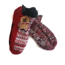 MUK LUKS Womens 2-Pack Cabin Socks L/XL Shoe Size 8-10 Red Multi-Color W... - $32.08