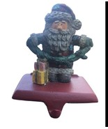 Christmas Fantasy  Stocking Hanger Santa Collection 4&quot; Green Red Ceramic - $33.86