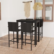 Outdoor Garden Patio Black Poly Rattan 5 Piece Bar Set With Table &amp; 4 St... - £402.83 GBP