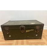 Vintage Military FOOT LOCKER Trunk chest storage green box army wwii fie... - £78.62 GBP