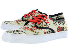 Iron Fist Winston American Traditional Tattoo Art Mens Canvas Sneakers Shoes Tan - £30.07 GBP