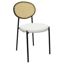 LeisureMod Euston Modern Wicker Dining Chair Velvet/Leather Seat Kitchen... - $104.61