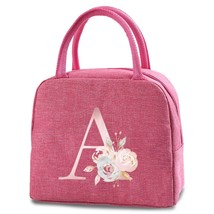 Canvas Lunch Box Bag  Pink Flower Cooler Picnic Bag Fashion Lunch Bag School Foo - £112.38 GBP