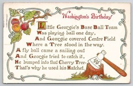 Patriotic George Washington Birthday Baseball Poem Hatchet Apples Postcard Y29 - £7.04 GBP