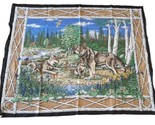 Wolves Wolf Family FABRIC PANEL Springs Industries  35&quot; X 45&quot; Blue Brown... - $8.73
