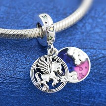 2020 Release 925 Sterling Silver Magical Unicorn &amp; Aurora Borealis Dangle Charm - £15.47 GBP