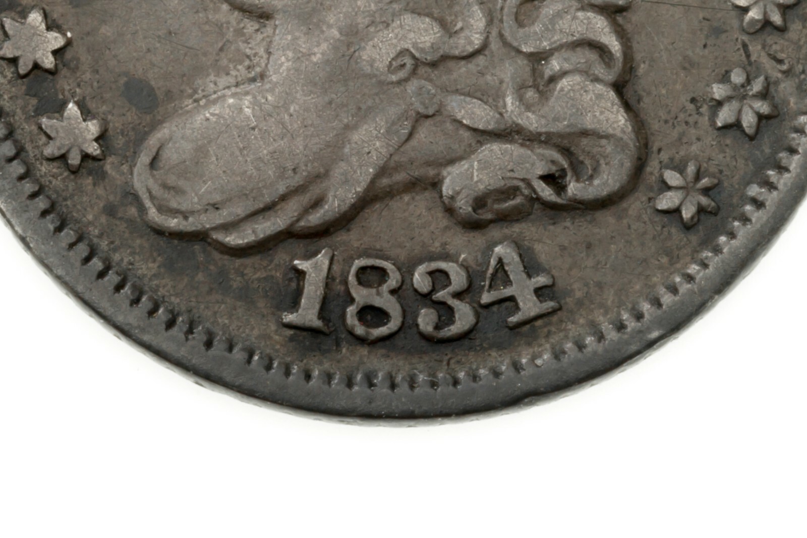 1834 Half Dime in Very Fine VF Condition, Nice Detail for Grade on Both Sides Item image 3