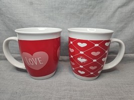 Set of 2 Royal Norfolk Valentine&#39;s Day Coffee Mugs, 12 Fl Oz, Red Pink H... - $14.99
