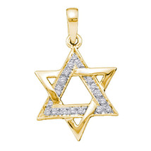 14k Yellow Gold Diamond Womens Star Magen David Israeli Jewish Pendant 1/10 Cttw - £219.54 GBP