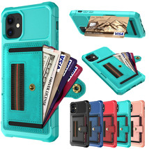 Leather wallet hard back hard silicon  BACK cover Case for Apple iPhone - £43.96 GBP