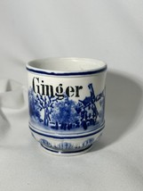 Antique German Porcelain Blue White Windmill Ginger Spice Jar Cup - $14.00