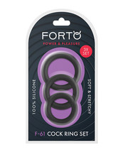 Forto F-61 Liquid 3 Piece Cock Ring Set Black - £14.93 GBP