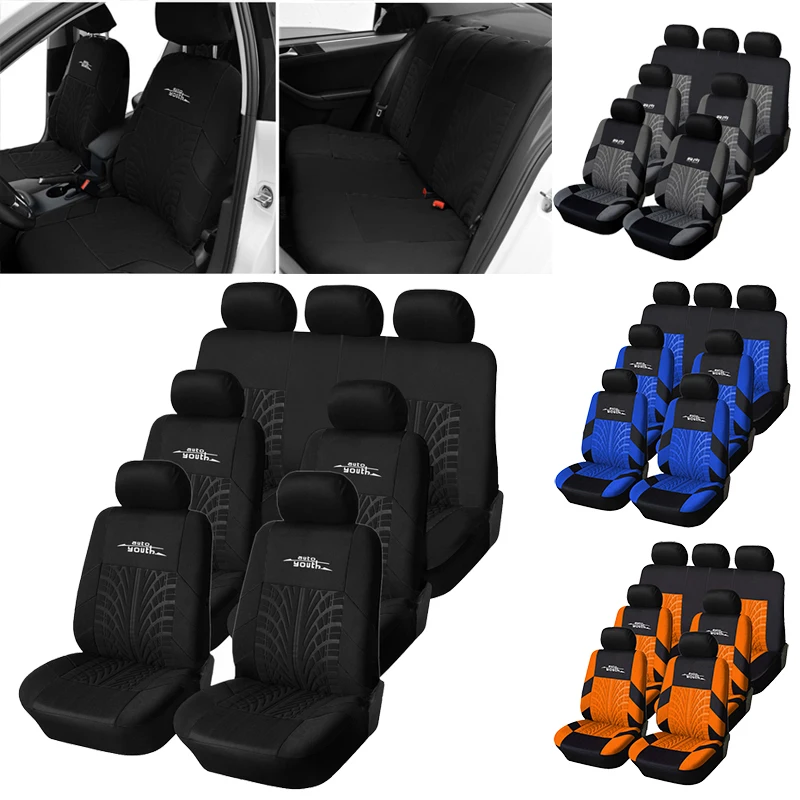 7PCS Track Detail Style Car Seat Covers Set Polyester Fabric Universal F... - $70.43+