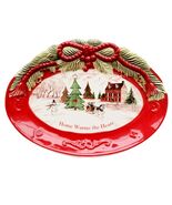 2010 Fitz &amp; Floyd Sentiment Tray Christmas Ceramic Dish Home Warms W/ Bo... - €21,48 EUR