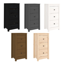 Solid Pine Wood Industrial Narrow Sideboard Storage Cabinet 3 Drawers Rustic - £62.35 GBP+