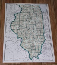 1939 Original Vintage Large 21 X 15 Map Of Illinois Chicago Springfield - £21.81 GBP