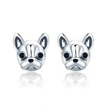 French Bulldog Dog Animal Stud Earrings Girls Ladies Genuine Sterling Silver 925 - £17.98 GBP