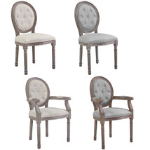 French Dining Chair Louis XVI Style Gray Beige Padded Button Tufted Arm Or Side - £98.28 GBP+