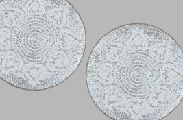 Set Of Bead Placemats Silver And White Tablemat Designer Charger Plates ... - $67.50+