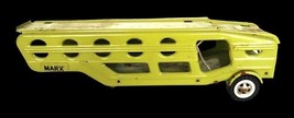Vtg Marx Toy 11&quot; Car Carrier Hauler Made in Japan Yellow with Lift - £55.87 GBP