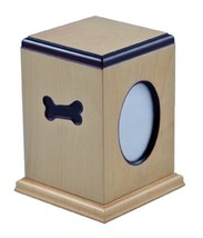 Dog Bone Small Brown Wood 50 Cubic Inches Cremation Urn with Photo Frame - $169.99