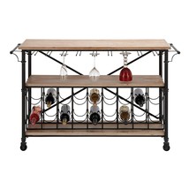 Deco 79 Metal Rolling 18 bottle Standing Wine Rack with Wine Glass Holde... - $203.99