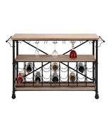 Deco 79 Metal Rolling 18 bottle Standing Wine Rack with Wine Glass Holde... - $202.99