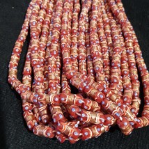 Vintage venerano art red fancy aventurine glass beads necklaceGift - $36.82
