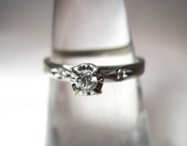 Vintage Antique 14K White Gold Ladies Diamond Wedding Ring Size 5 1/2 K672 - £277.88 GBP