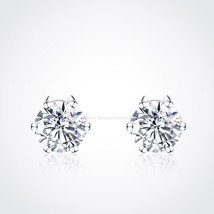 Tianyu Gems Classic Silver Moissanite Diamonds Stud Earrings Wedding Women Jewel - £95.36 GBP