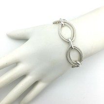 MONET silver-tone oval chain link bracelet - brushed shiny light stateme... - $15.00