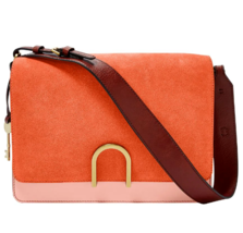 Fossil Finley Shoulder Bag Pink Leather &amp; Orange Suede ZB7625836 NWT $178 Ret FS - £73.00 GBP