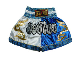 XL Muay Thai Boxing Short Pants Pant MMA Kickboxing Men Women Workout MS033 Blue - £24.12 GBP