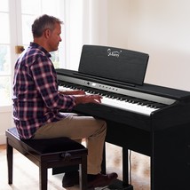 New 88 Key Digital Piano Full Standard Weighted Keyboard 128 Rhythm Black - £320.50 GBP