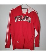 Adidas Mens Wisconsin Badgers Jacket Small Full Zip Up Hooded Red - $15.99