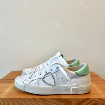38 / 8 - Philippe Model White Mint Green Prsx Broderie Pop-Blanc Sneaker... - $75.00