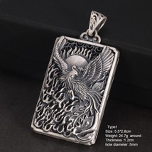 999 Sterling Silver Men&#39;s Vintage Auspicious Cloud Square Pendant Carved Dragon  - £89.27 GBP