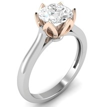 New 1CT Moissanite Set Solitaire Engagement Ring in 14K Two Tone Over 925 - £86.85 GBP