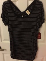 Faded Glory Fashion Striped Fashion Tee Women&#39;s M NWT Open Gathered Back - $12.18