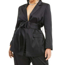 Danielle Bernstein Womens Plus Size Belted Satin Blazer Color Black Size 1X - £54.73 GBP