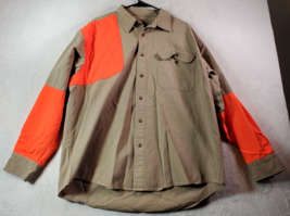 Cabela&#39;s Shacket Men Size XL Khaki 100% Cotton Long Sleeve Collared Button Front - £13.98 GBP