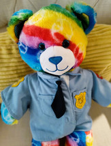 2022 Build A Bear 25th Anniversary Tie Dye Rainbow Peace Plush  w BBPD S... - $27.55