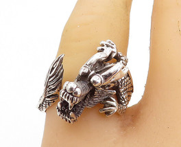 925 Sterling Silver - Vintage Dragon Head &amp; Tail Motif Band Ring Sz 7 - RG7345 - £38.65 GBP