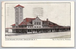 Binghamton NY Lackawanna Railroad Station 1906 To Wilkes Barre PA Postcard K25  - £7.05 GBP