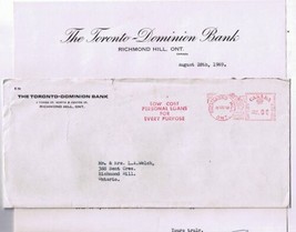 Canada Letter Cover Toronto Dominion Bank Letterhead + Envelope - £1.68 GBP