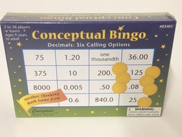 Conceptual Bingo Decimals Six Calling Options 3401 Math Media Educationa... - $16.79