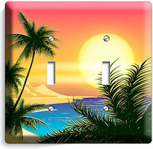 Beautiful California Bay Sunrise Palms 2 Gang Light Switch Wall Plate Room Decor - £10.39 GBP