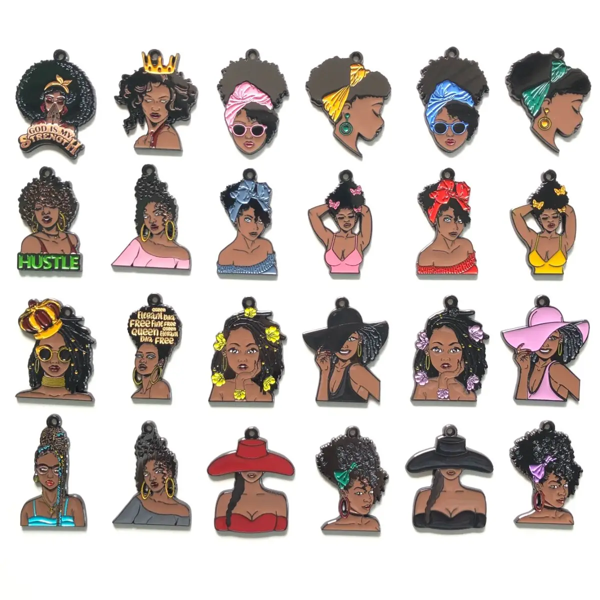 20-50pcs Afro Black Girl Charm Pendant Mix Bundle for Women Bracelet Making Fash - £105.76 GBP